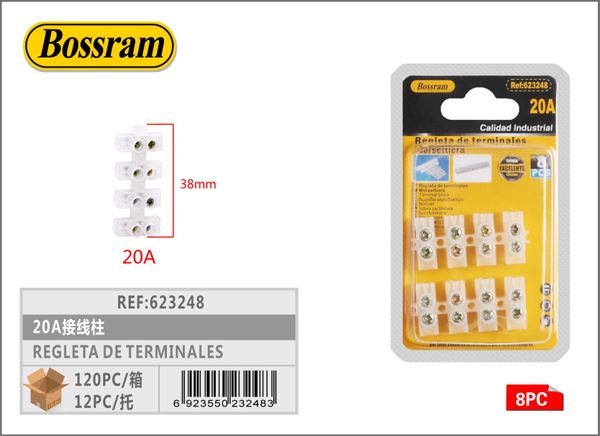 Regleta de terminales 20A 8pcs para conexiones eléctricas