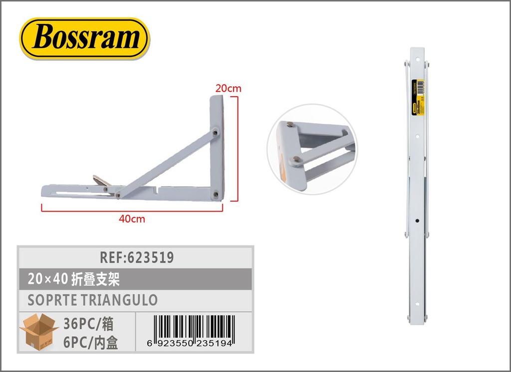 Soporte triangular plegable 40x20cm