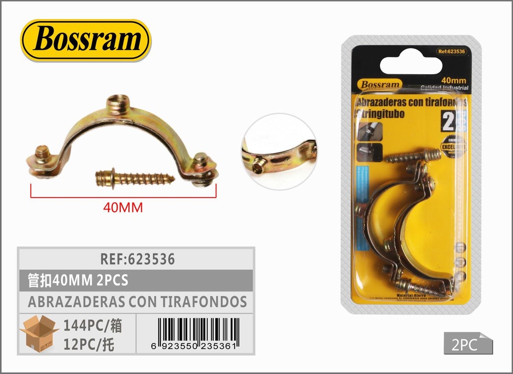 Abrazaderas con tirafondos 40mm 2pcs para fijación