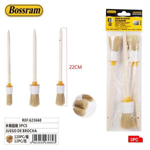 Juego de brochas de madera 3pcs para pintar