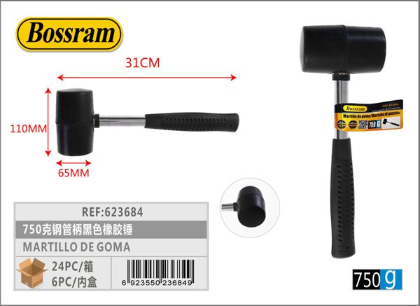 Martillo de goma 750g con mango de acero para bricolaje