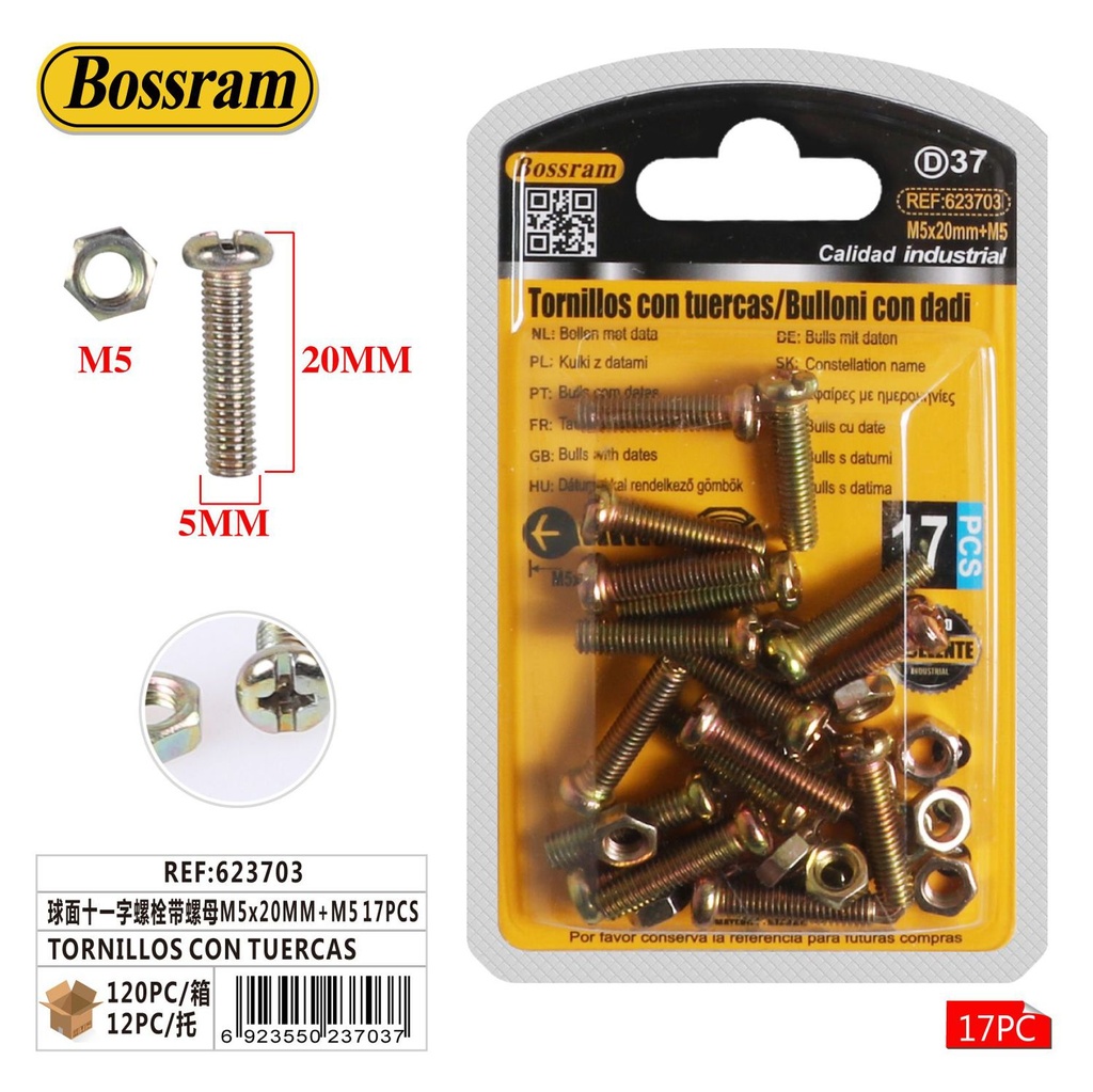 Tornillos con tuercas M5x20mm 17pcs