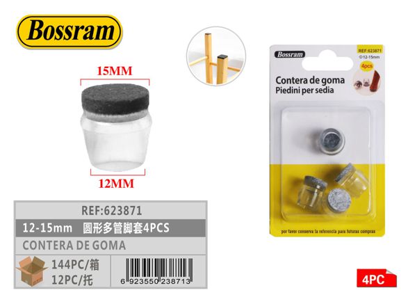 Contera de goma redonda 12-15mm 4pcs para protección de muebles