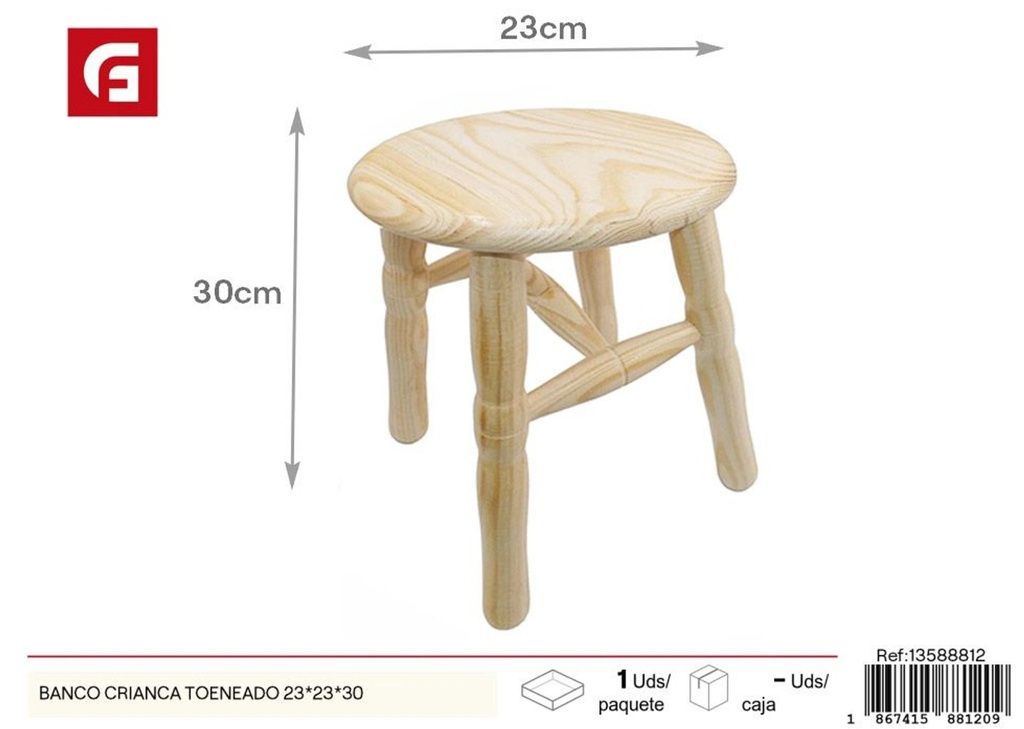 Banco de madera cuadrado 23x23x30 - Mobiliario decorativo
