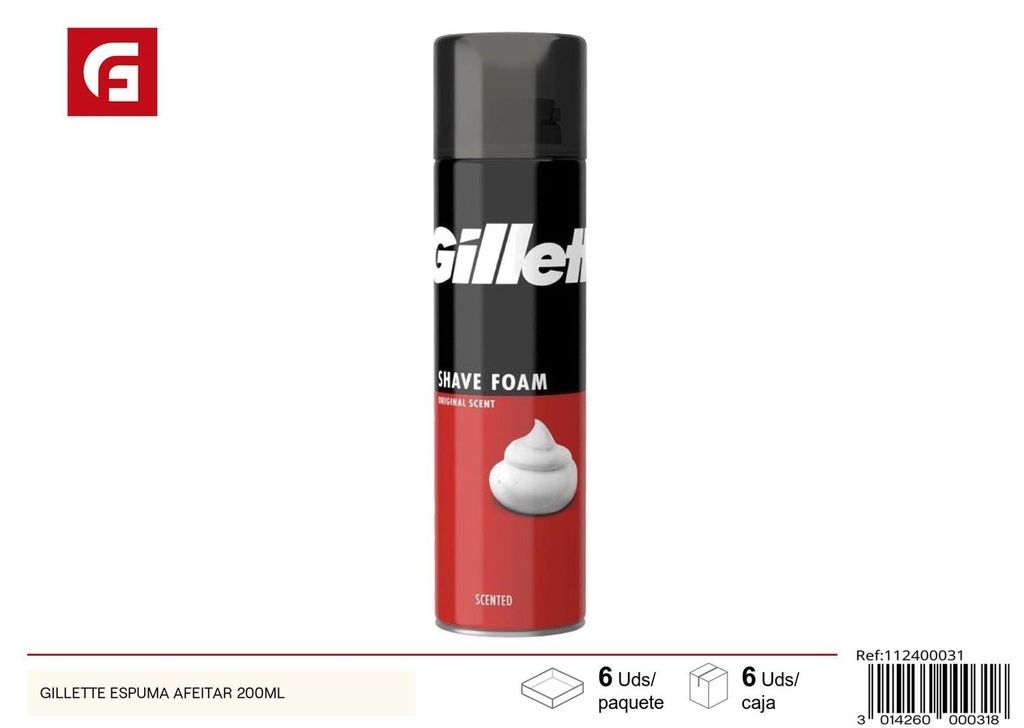 Gillette espuma de afeitar 200ml - Cuidado personal