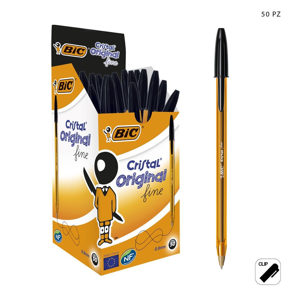 Bolígrafo BIC Fino 0.8 mm negro 50 uds - Papelería de marca
