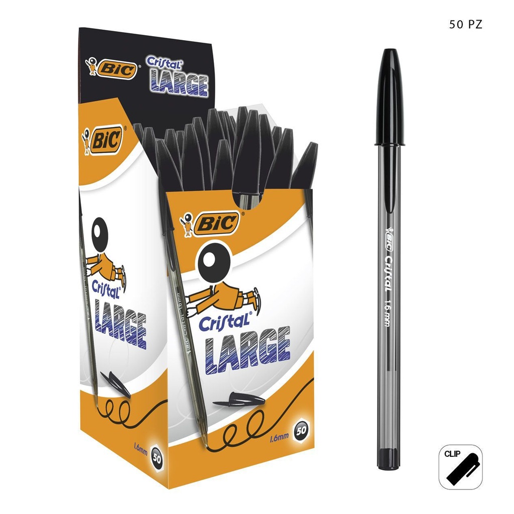 Bolígrafo BIC negro 1.6 mm 50 uds - Papelería de marca