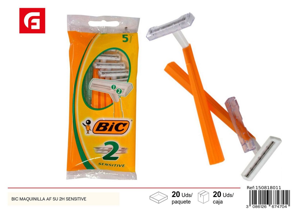 Maquinilla de afeitar BIC 5 uds 2 hojas sensitive