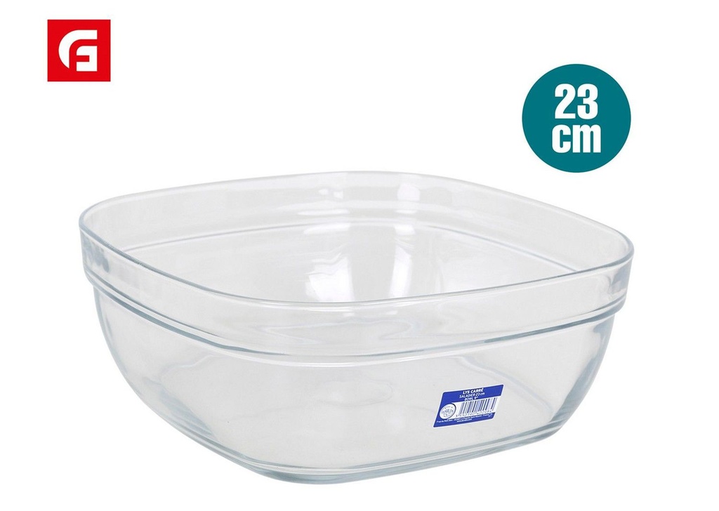 Ensaladera de vidrio Lys Carre 23cm para servir ensaladas