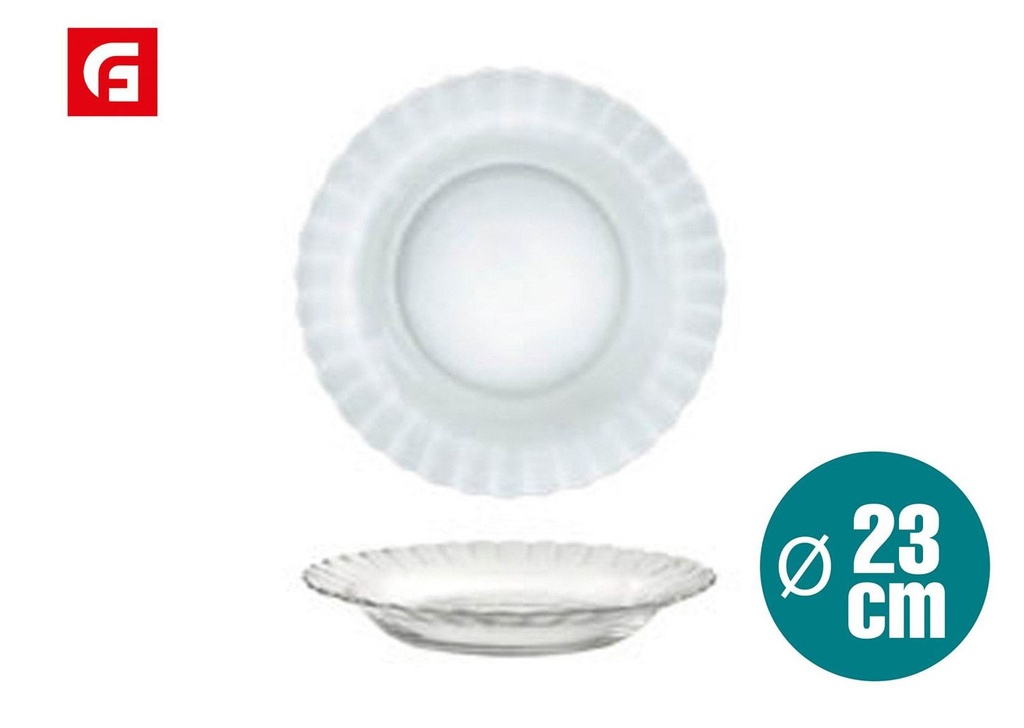 Plato cristal 23cm hondos Paris para servir alimentos