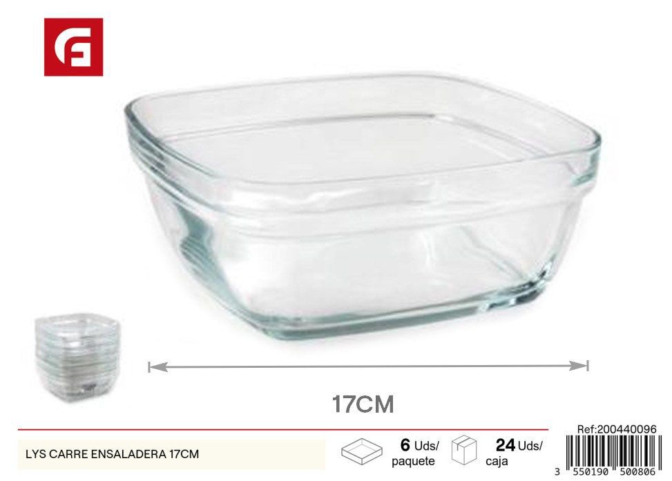 Ensaladera de vidrio LYS CARRE 17 cm - Vajilla de cristal