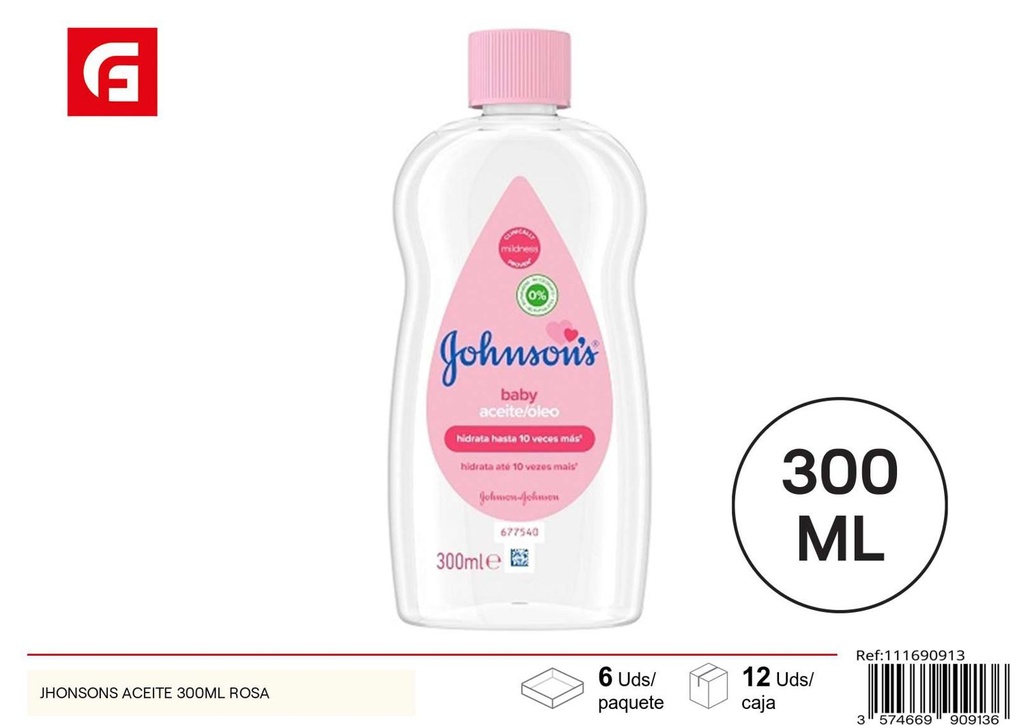 Aceite para bebé Johnson's 300ml rosa para cuidado personal