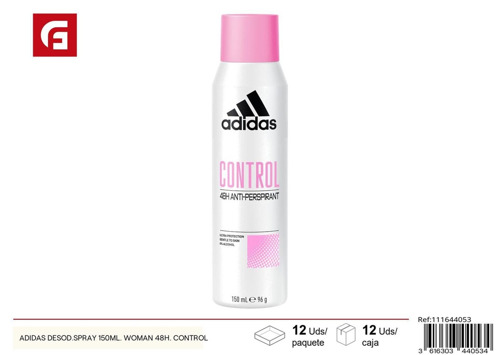 Desodorante spray 150ml Adidas Woman 48h Control para higiene personal