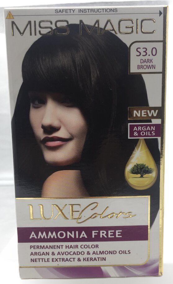 Tinte sin amoniaco Miss Magic S3.0 castaño oscuro para cabello