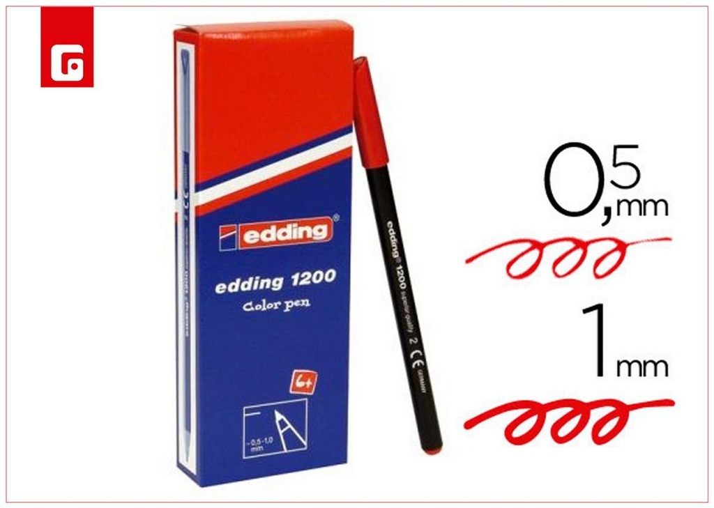 Rotulador de punta fina 1200-02 rojo para escritura