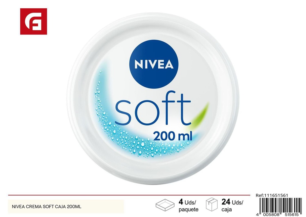 Nivea crema soft caja 200ml para hidratación y cuidado de la piel