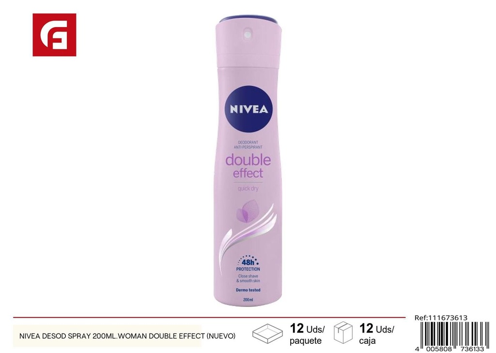 Desodorante spray Nivea 200ml Woman Double Effect para higiene personal