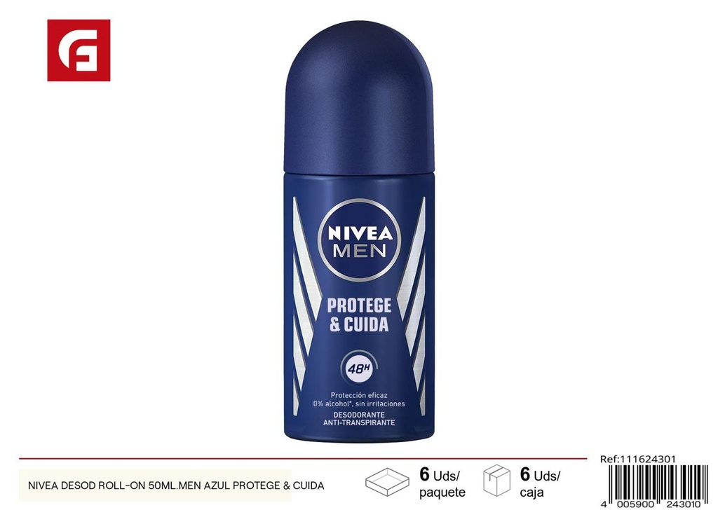 Nivea desodorante roll-on 50ml Men azul protege & cuida