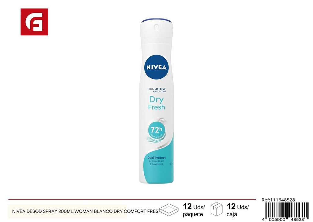 Desodorante en spray Nivea 200ml Woman Blanco Dry Comfort Fresh