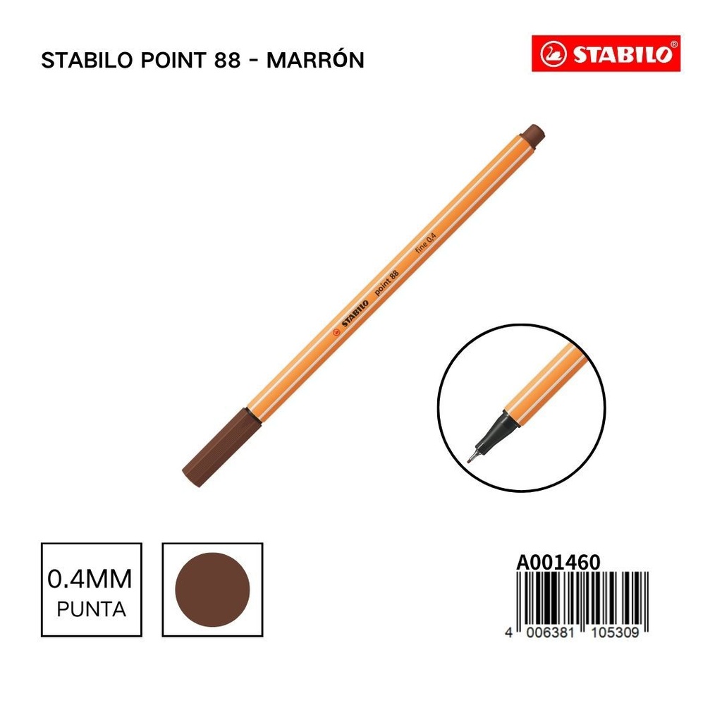 Stabilo point 88 marrón 0.4mm para escritura