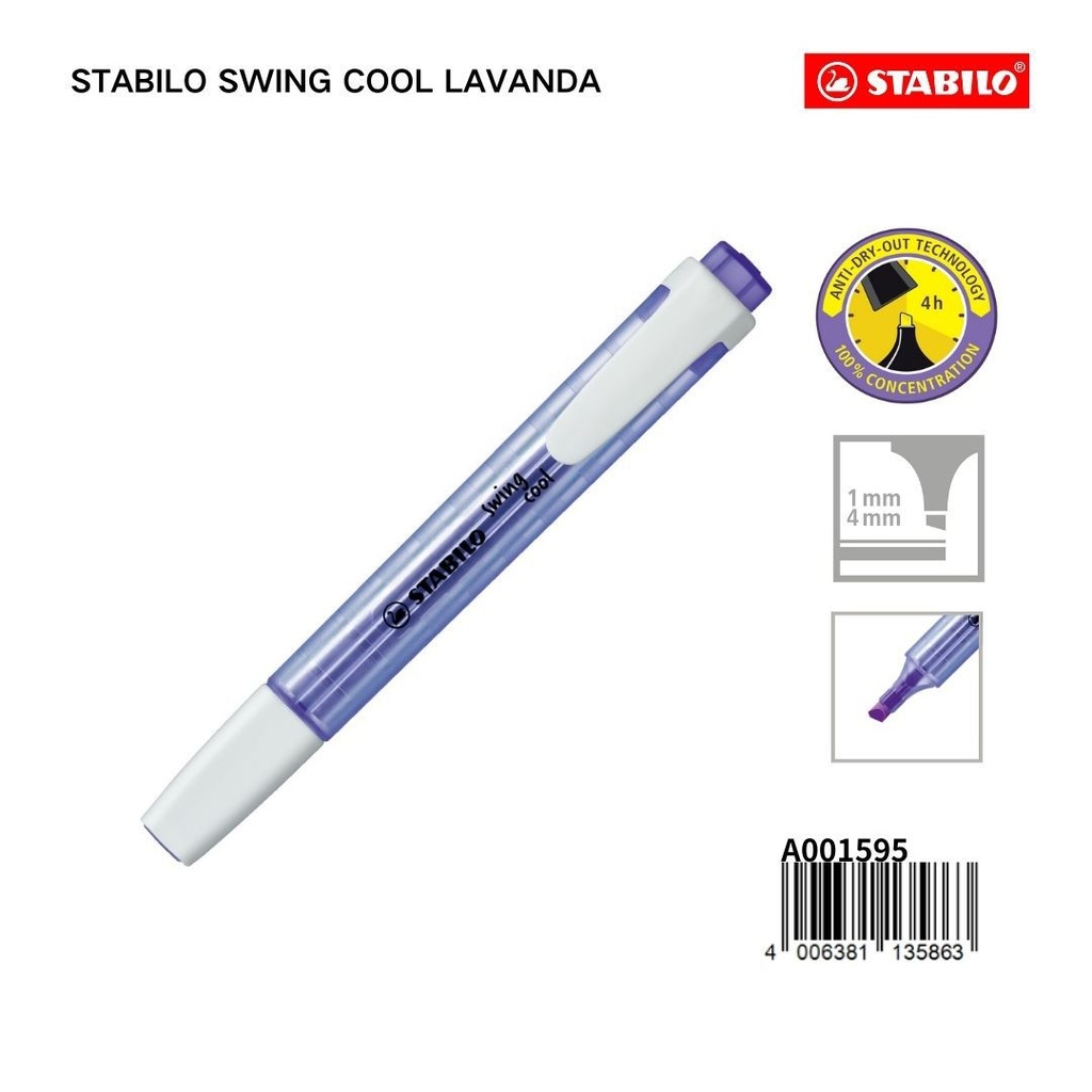 Rotulador fluorescente Stabilo Swing Cool lavanda 1/4mm para oficina y papelería