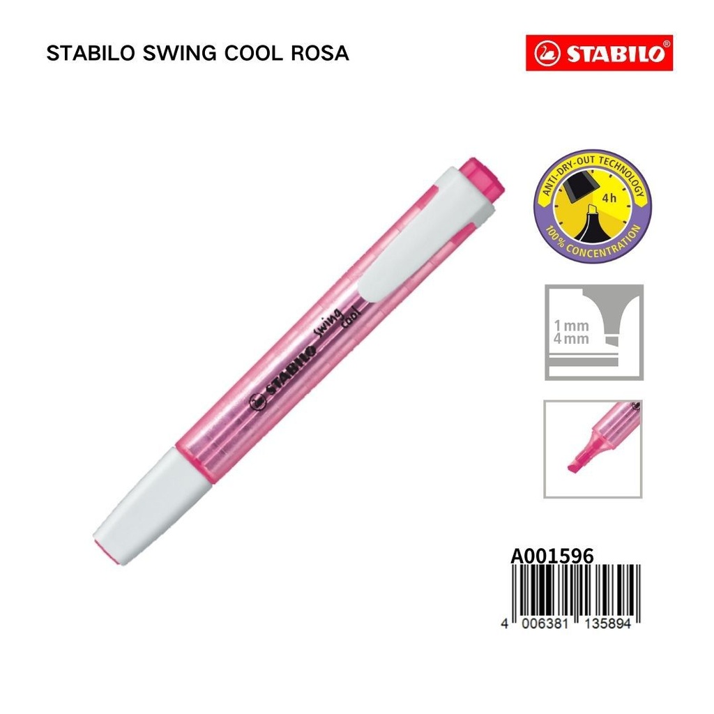 Marcador fluorescente STABILO rosa 1/4MM - Material escolar
