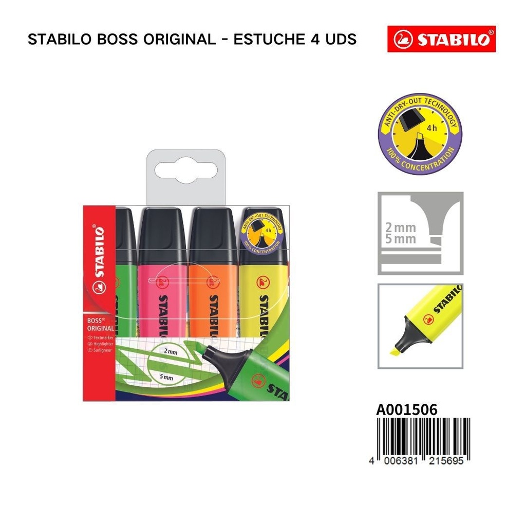 Estuche 4 uds Stabilo Boss Original