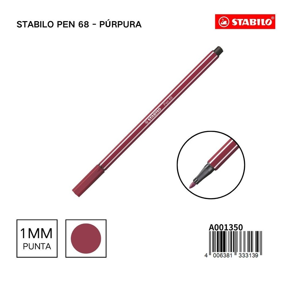 Rotulador Stabilo Pen 68 1mm púrpura para escritura y dibujo