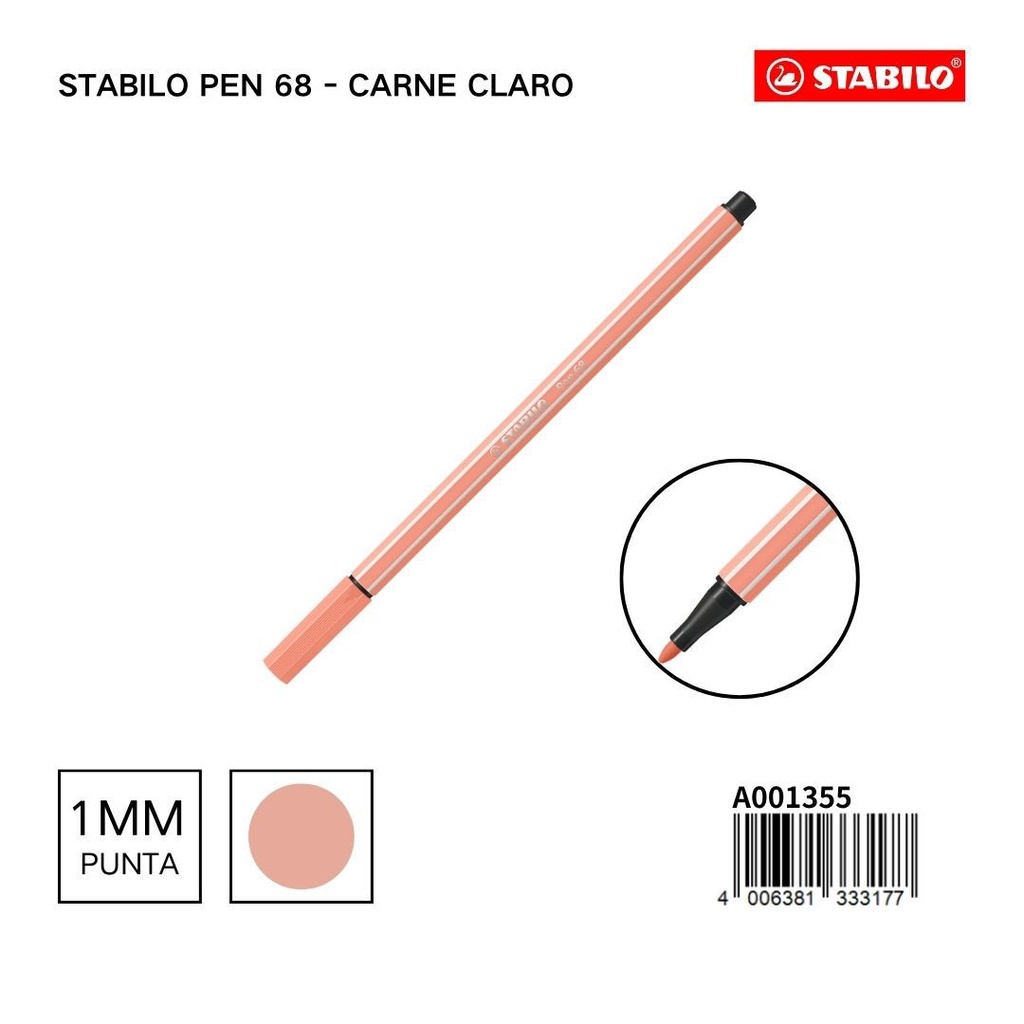 Rotulador STABILO 68 1mm carne claro - Materiales escolares