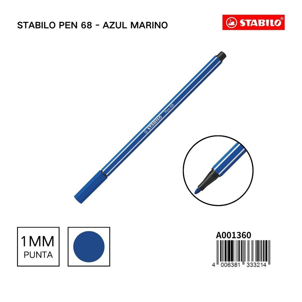 Rotulador Stabilo Pen 68 1mm azul marino