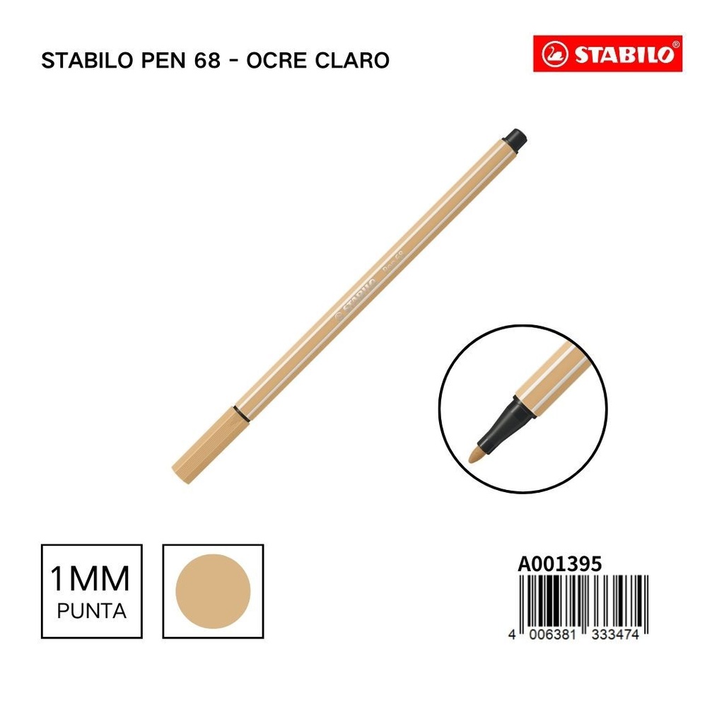 Rotulador Stabilo Pen 68 ocre claro para escritura