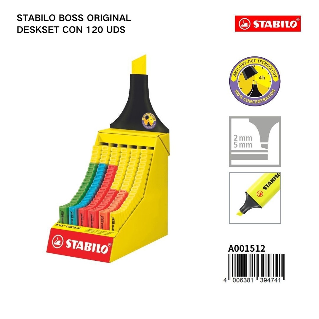 Stabilo Boss Original - Expositor 120uds para subrayar y resaltar