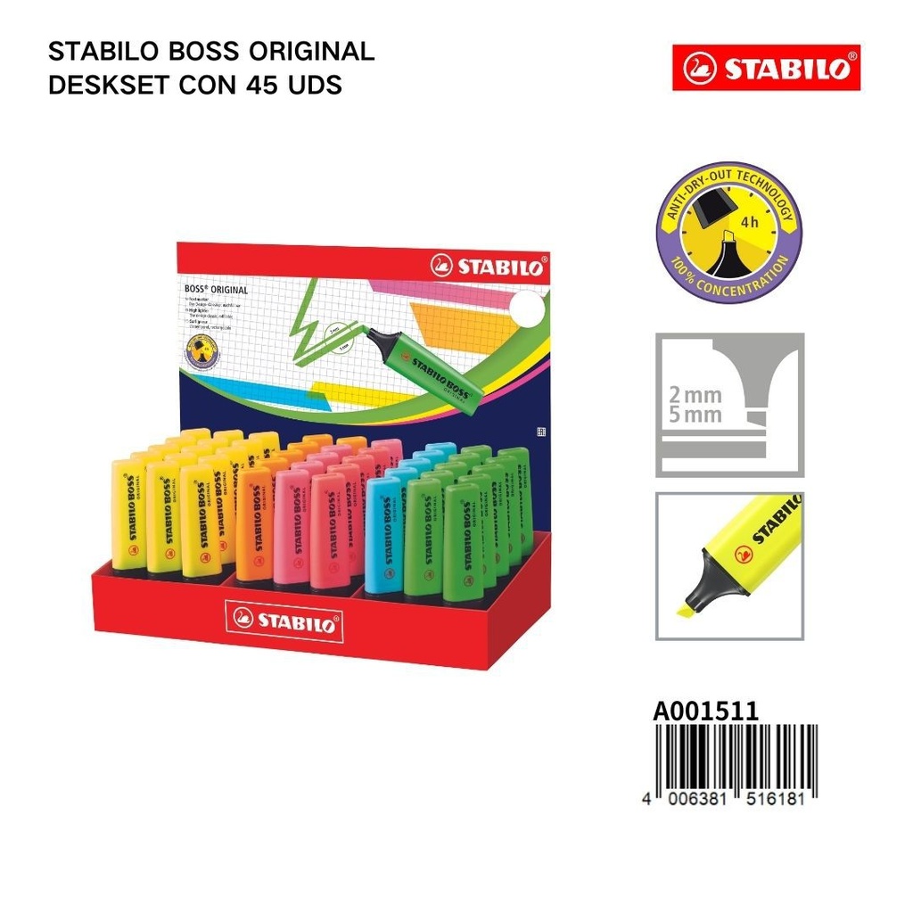 Stabilo Boss Original resaltador 2/5mm set de 45uds