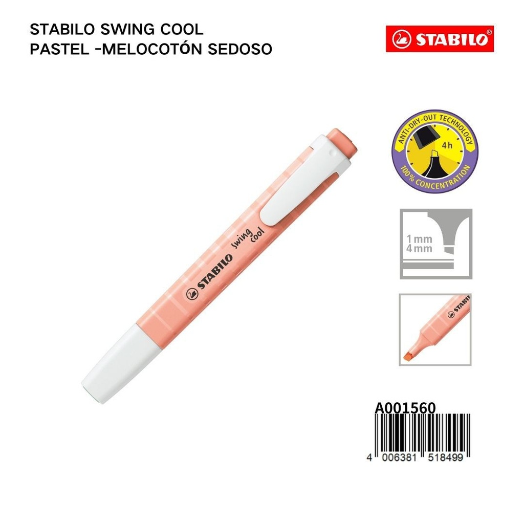 Texto marcador pastel creamy peach STABILO swinq cool - Herramienta de escritura.