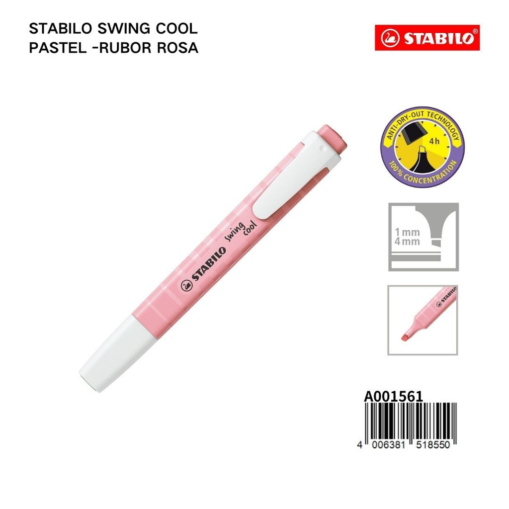 Subrayador STABILO macaron 1/4 mm rosa claro - Materiales escolares