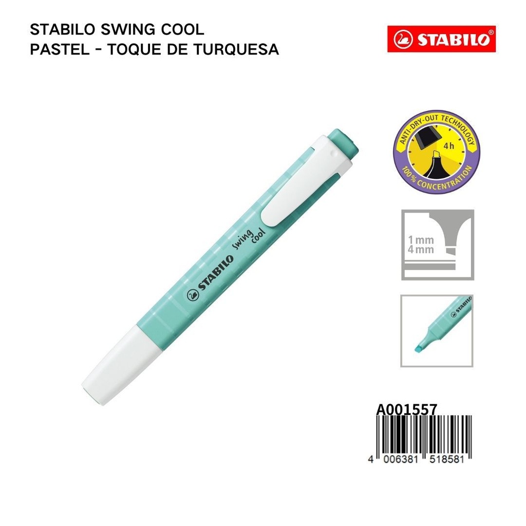 Subrayador STABILO macaron 1/4 mm verde turquesa - Materiales escolares