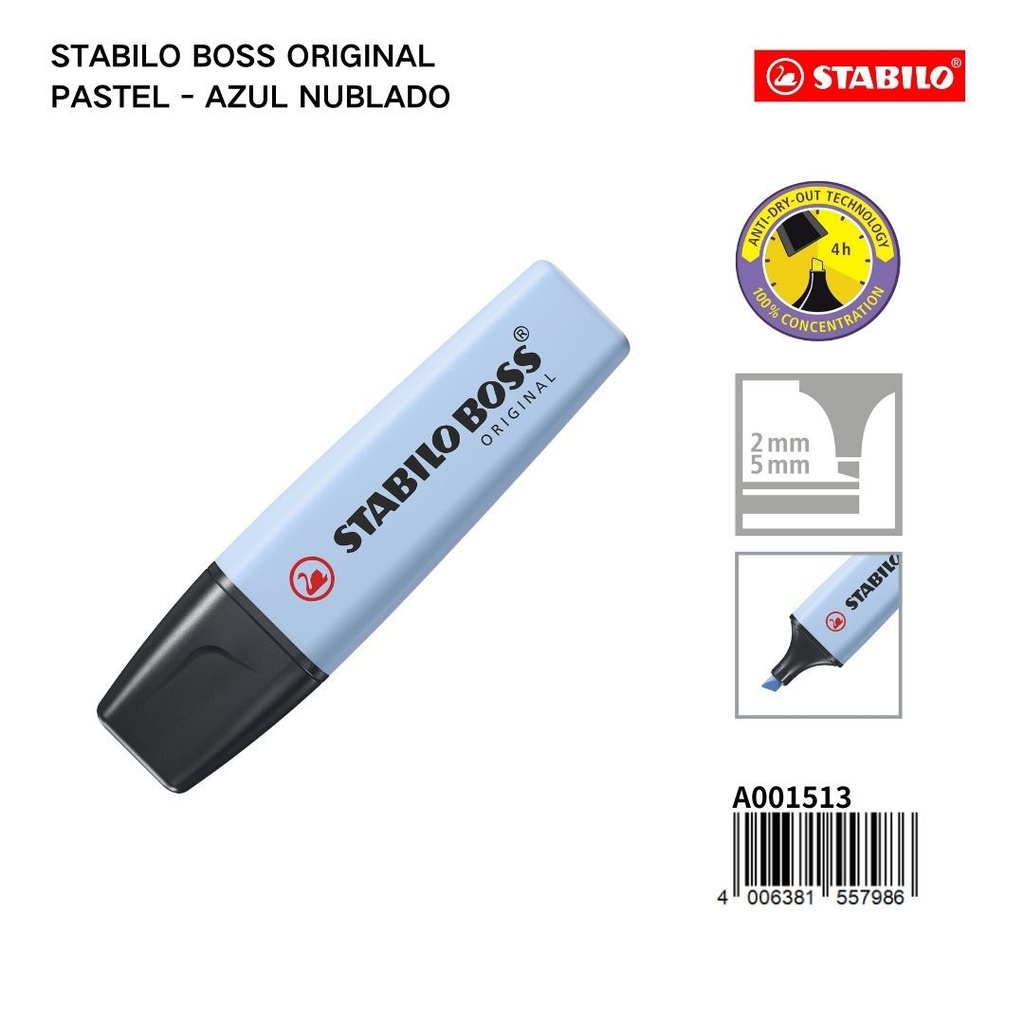 Stabilo Boss Original Pastel azul nublado para subrayado y oficina