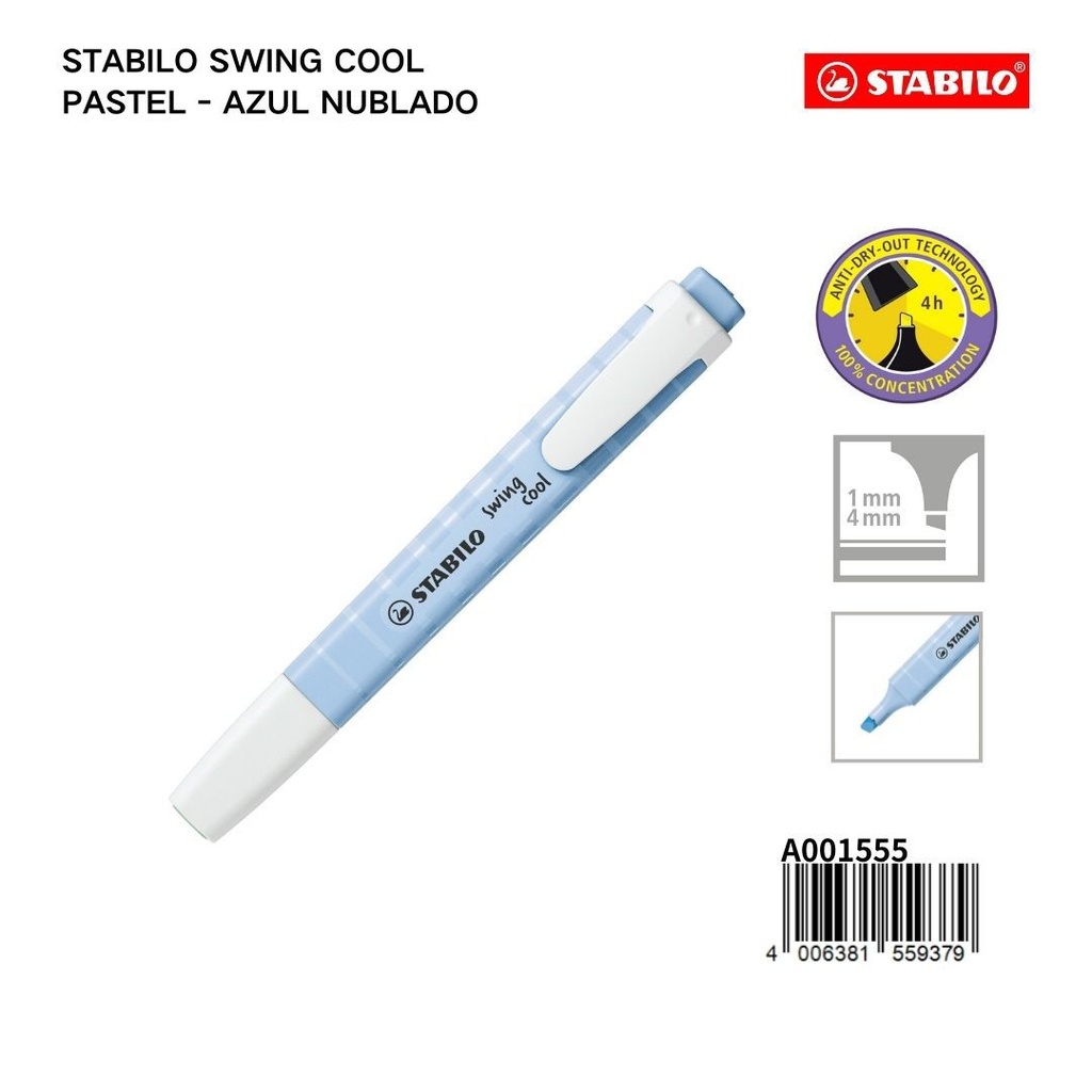 Stabilo swing cool pastel marcador 1/4mm azul nublado para escritura y subrayado