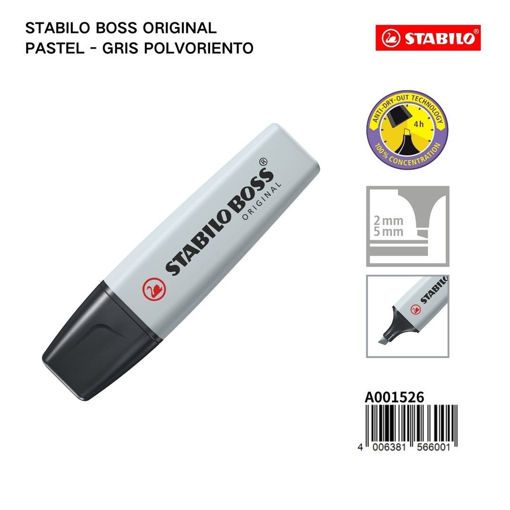 Rotuladores Stabilo Boss Original Pastel gris polvoriento para escritura