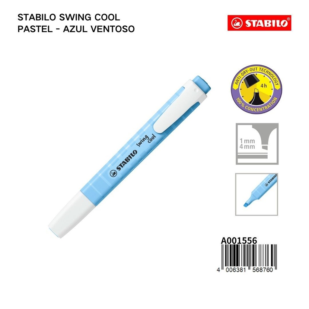 Subrayador STABILO macaron 1/4 mm azul ventoso - Materiales escolares
