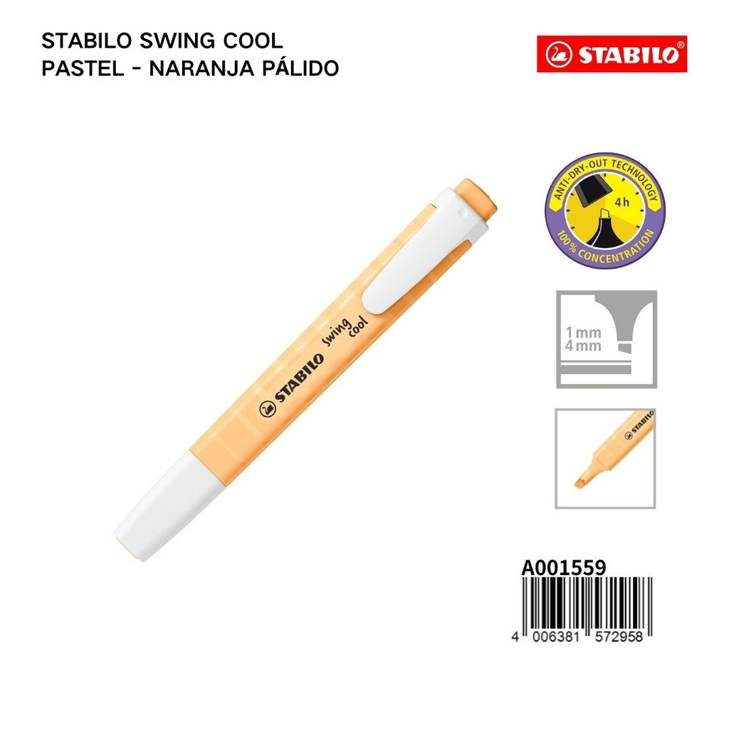 Subrayador STABILO macaron 1/4 mm naranja pálido - Materiales escolares