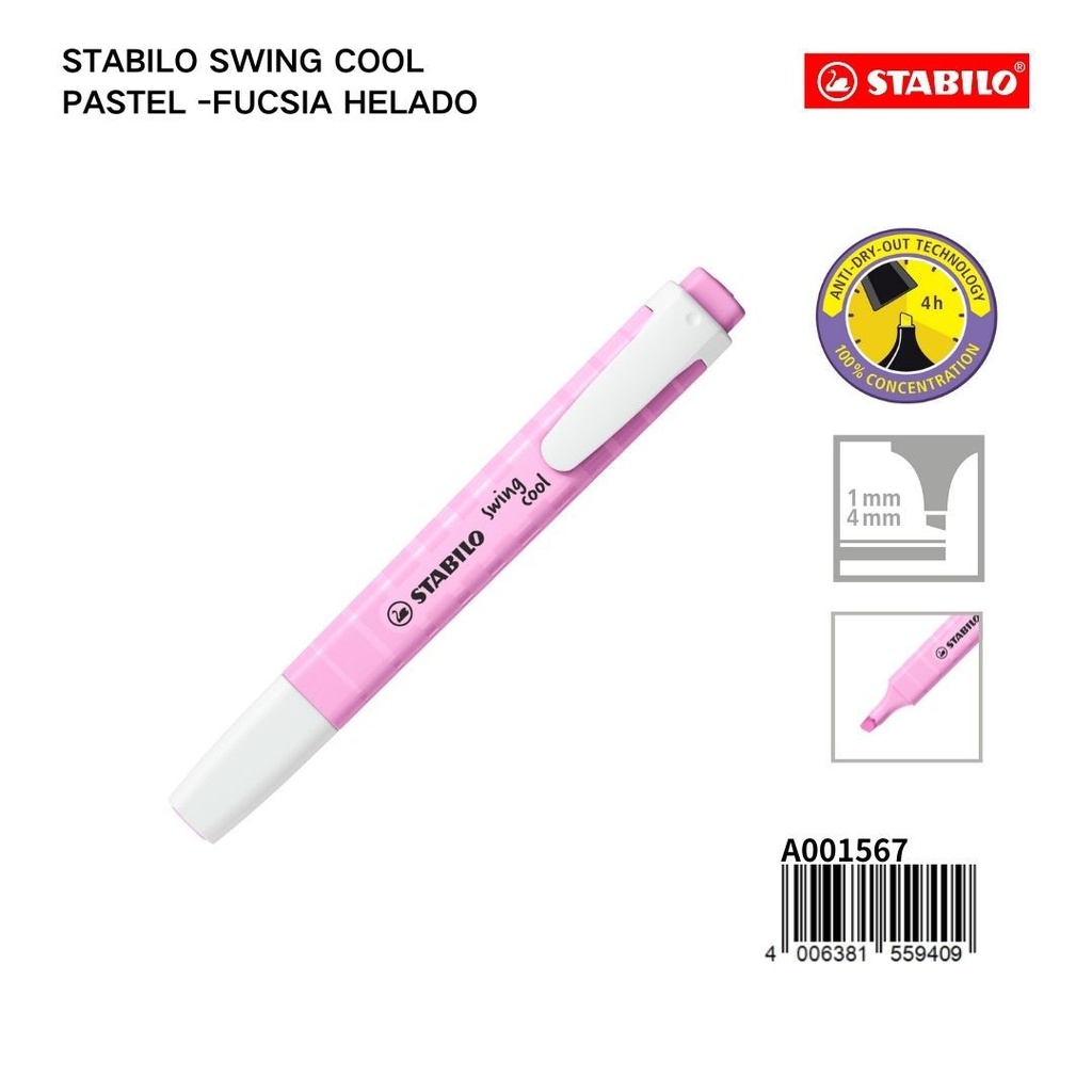 Subrayador STABILO macaron 1/4 mm rosa helado - Materiales escolares