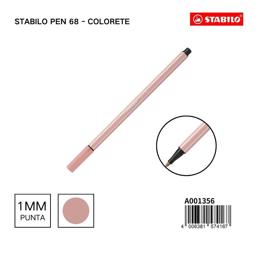 Rotulador STABILO 68 1mm colorete - Materiales escolares