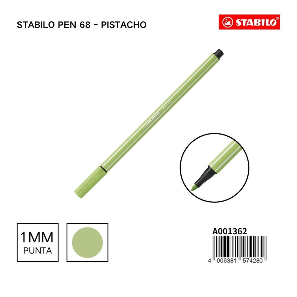 Rotulador STABILO 68 1mm pistacho - Materiales escolares