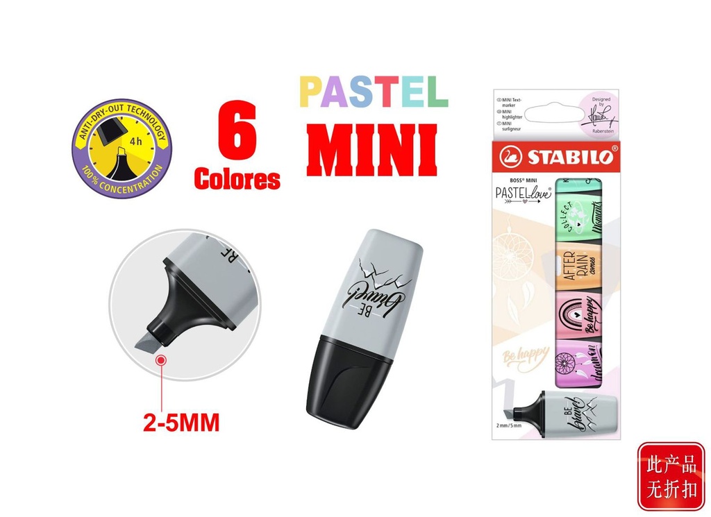 Stabilo Boss Mini rotuladores pastel 6pcs para escritura