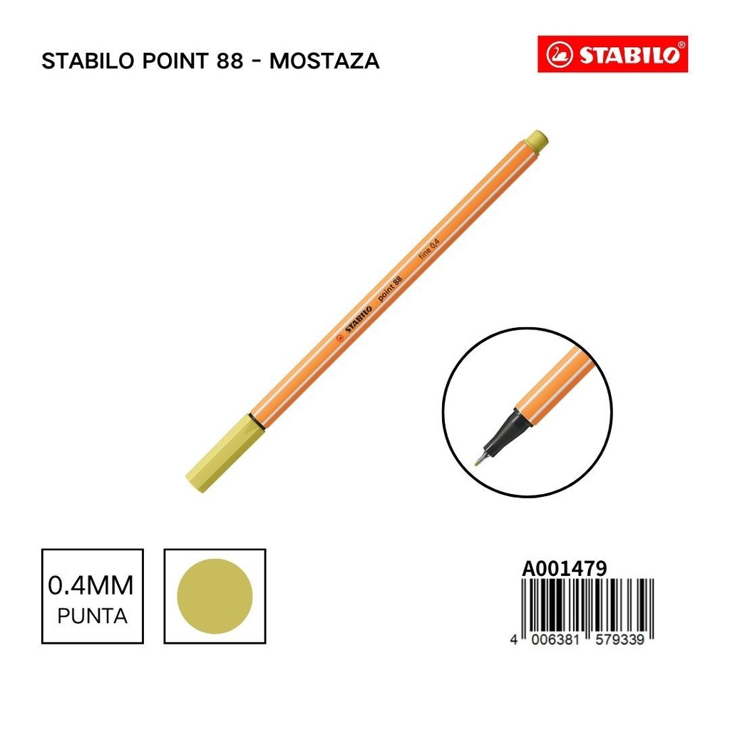 Stabilo point 88 bolígrafo de fibra 0.4mm verde mostaza para escritura