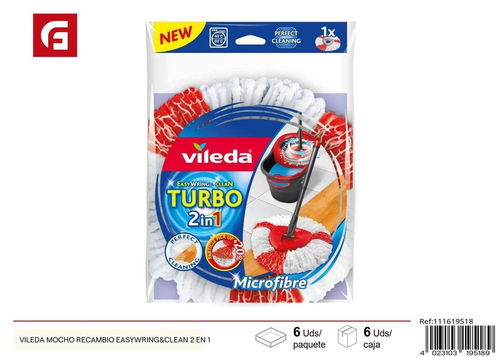 Recambio de mocho Vileda EasyWring&Clean 2 en 1 para limpieza del hogar