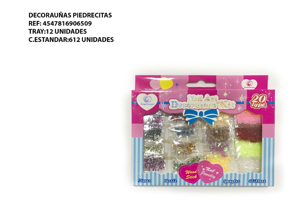 Decoración de uñas piedrecitas 12/u para manicura y pedicura