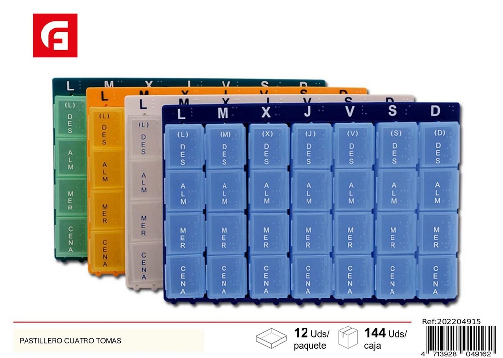 Pastillero cuatro tomas