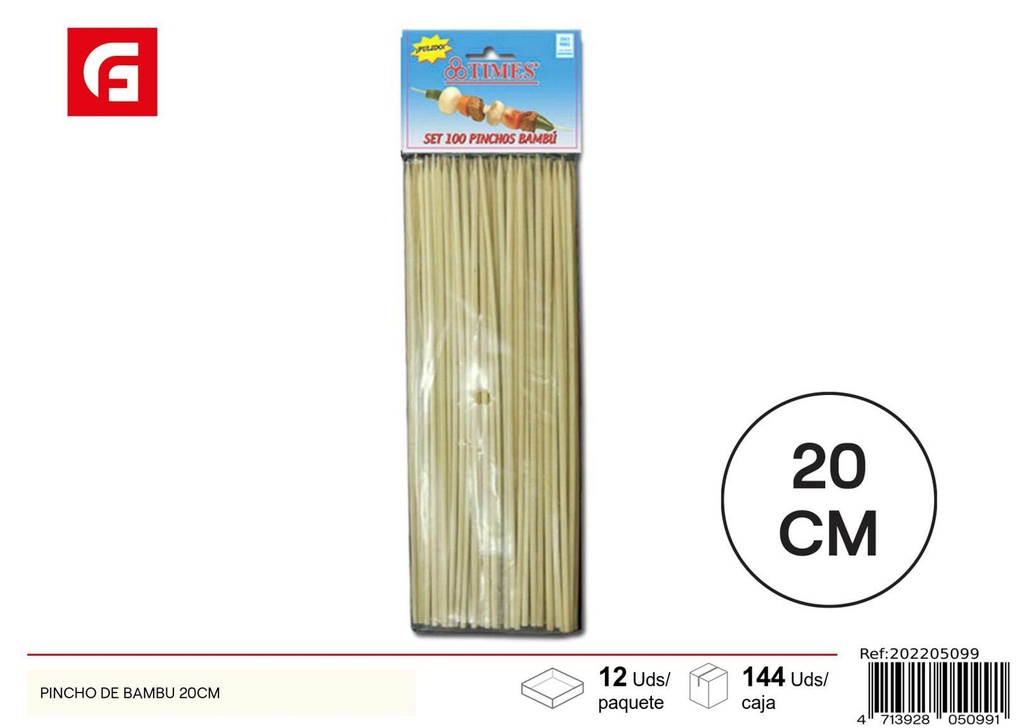 Pinchotes de bambú de 20cm - 100 unidades